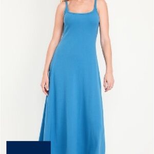 Old Navy Sleeveless Ribbed Maxi Dress Patina Blue